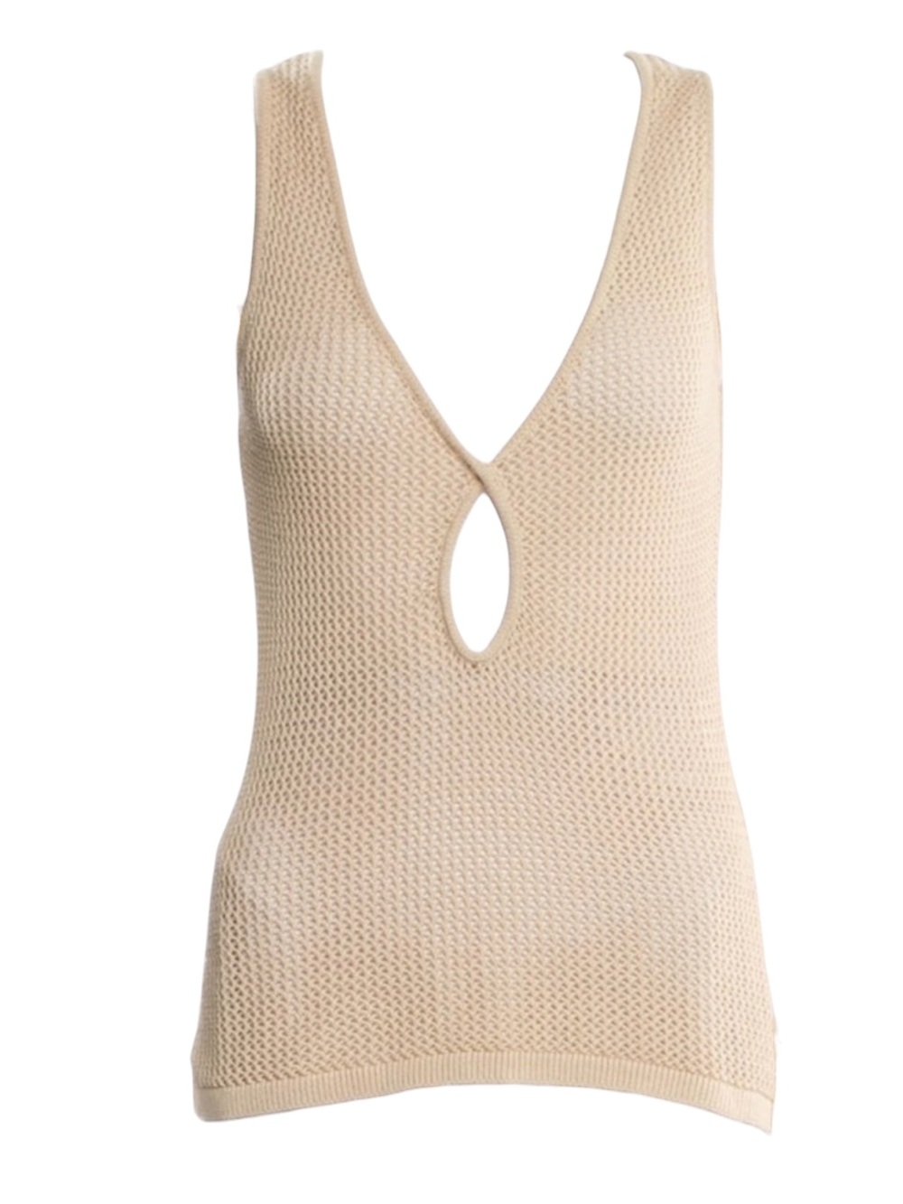 Hemp/Cotton Australian Anna Quan Sheer Crochet Keyhole Knit Tank Top S